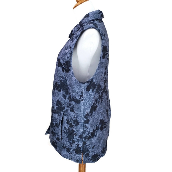 J.Jill Vest Jacket Size L Quilted Floral Paisley Blue Haze - Picture 3 of 12